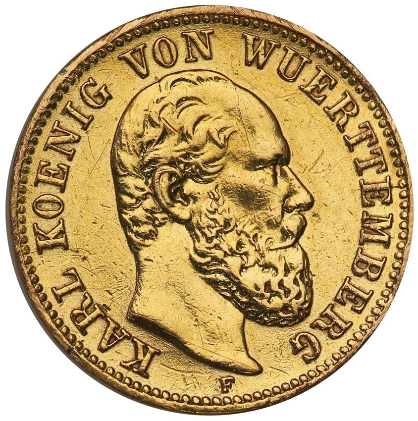 Niemcy, Wirtembergia. Karol. 5 marek 1877 F